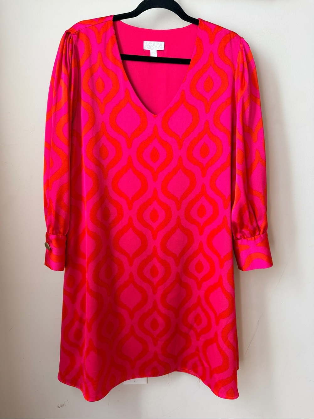 SCAPA Lauren Perre XL Neon Pink & Orange Geometric Print Tunic Dress Vacation